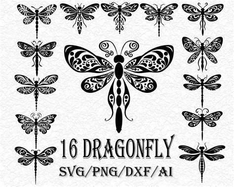 16 Dragonfly Svg Dragonfly Bundle Svg Files Dragonfly Png Dragonfly