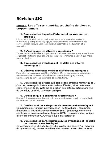 Révision Sio Préparations Exam Révision Sio Séance 7 Les Affaires