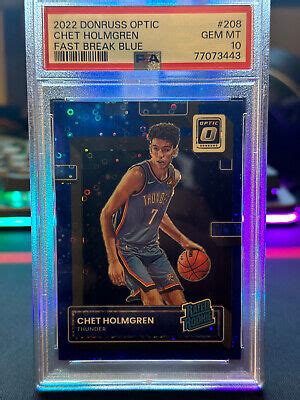 Chet Holmgren 2022 Donruss Optic Rated Rookie 208 Fast Break Blue 49