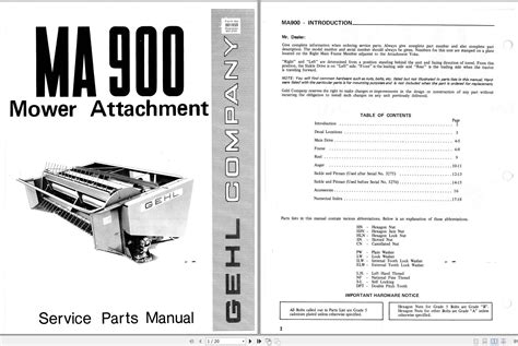 GEHL Mower Attacher MA900 Service Parts Manual 901859A | Auto Repair ...