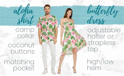 Couple Matching Hawaiian Luau Cruise Party Outfit Shirt Dress In