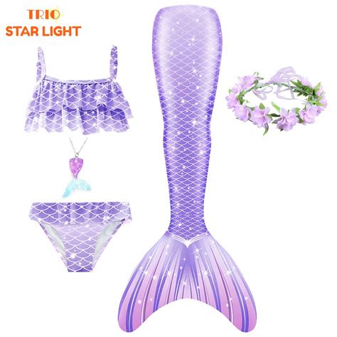 Crian As Sereia Cauda Swimsuit Meninas Cosplay Princesa Trajes Festa De