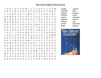 The Great Gatsby Word Search By TOEFL Word Searches Crosswords And More