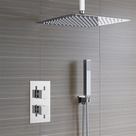 FontanaShowers Système de douche complet thermostatique à tête de pluie