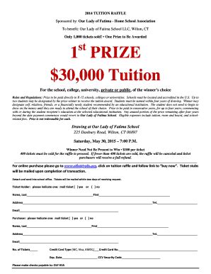 Fillable Online Olfcatholic Tuition Raffle Order Form Docx