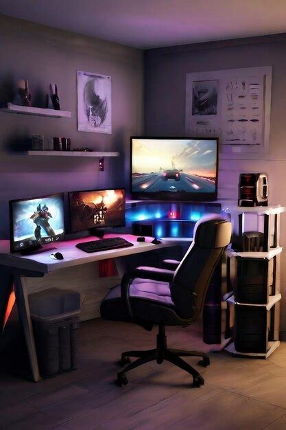 Premium AI Image | Desktop PC gaming setup with RGB light