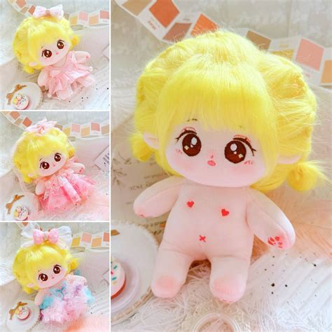 Riguas Cm Naked Cotton Doll Toy Fluffy Yellow Hair Big Eyes Cute