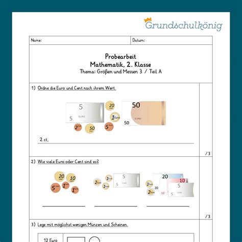 Mathe 2 Klasse Zwei Proben Größen Und Messen 3 Grundschulkönig Gmbh