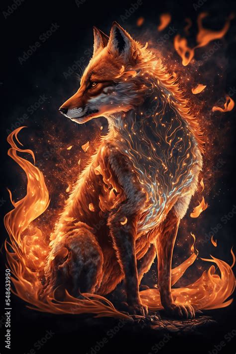 Fiery Fox, Fantasy Fox, Digital Illustration, Character Concept Art ...