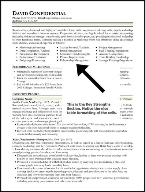 Sample Resume Key Strengths Examples