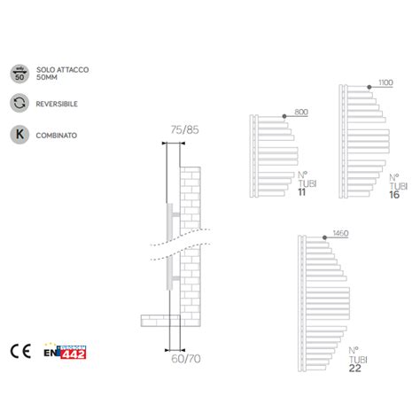 Termoarredo Scaldasalviette Lazzarini Spinnaker Cromato 1460x547