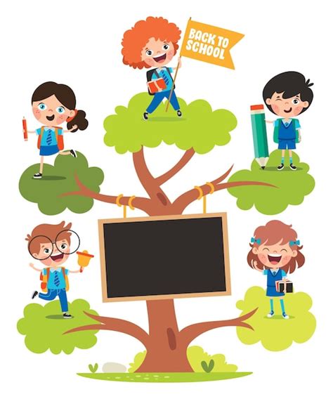 Premium Vector Education Tree With Cartoon Kids