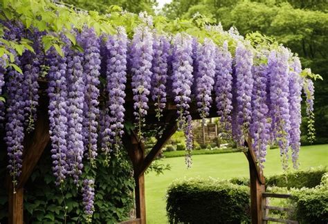 Premium Ai Image A Garden Trellis Covered In Blooming Wisteria