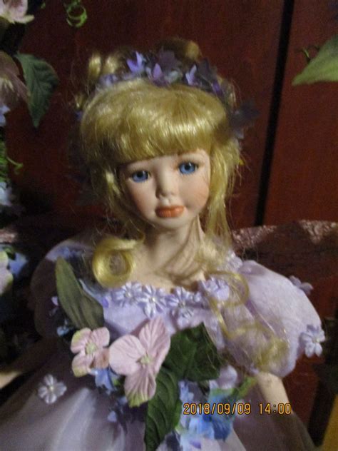 16 Inch Porcelain Garden Fairy Doll Violet Blond Doll In A Garden