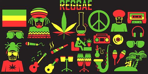 Reggae Flat Icons Mono Vector Symbol Stock Illustration Download