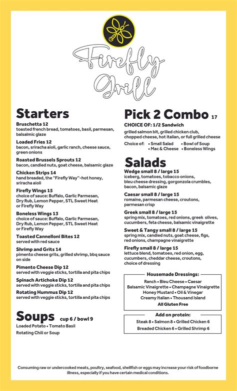 Menu | Firefly Grill | Chesterfield, MO