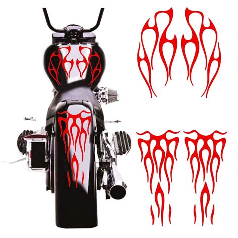 Flaming Flame Vinyl Decal Red Sticker Universal For Motorcycle Gas Tank And Fender