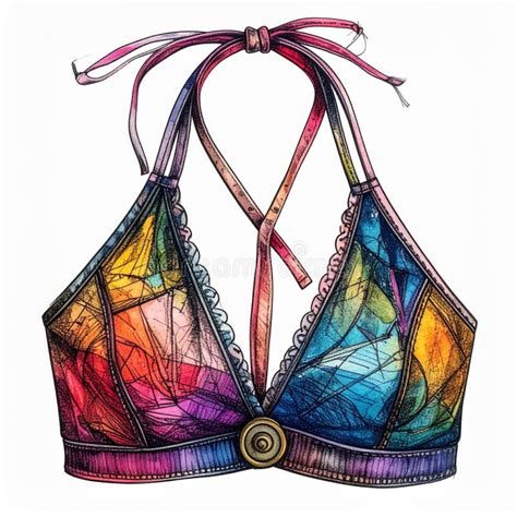 Colorful Patchwork Halter Bikini Top Stock Image Illustration Of Artistic Bikini 391281643