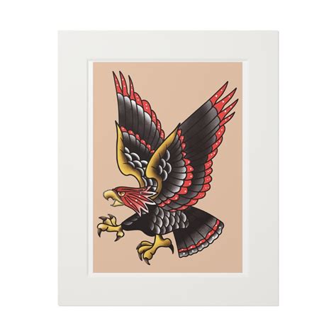 Traditional Soaring Eagle Tattoo Print Sailor Jerry Inspired Fine Art ...