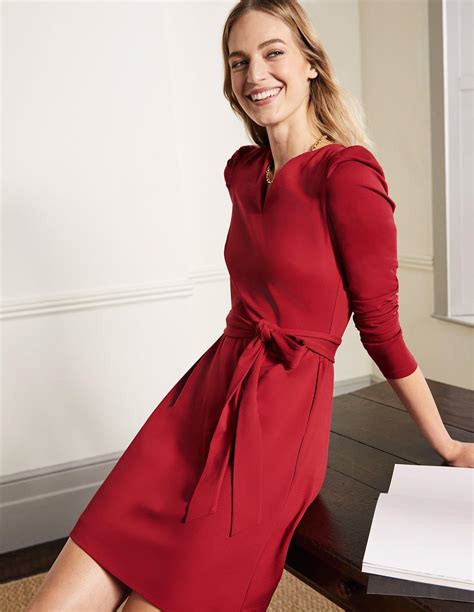 Boden Puff Sleeve Jersey Dress Red Lyst