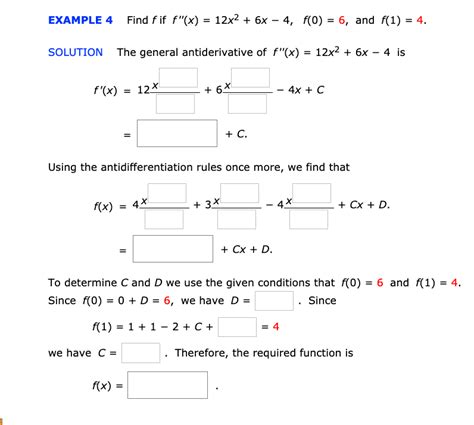 Solved Example 4 Find F If F X 12x2 6x 4 F 0 6