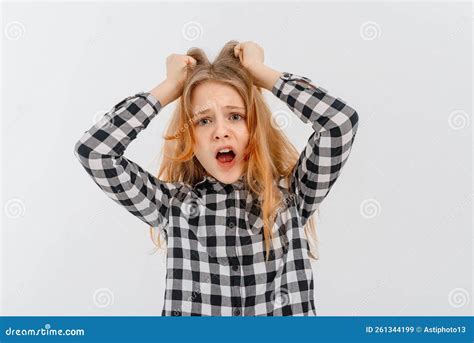 Scared And Panicking Young Worried Redhead Teenage Girl Having