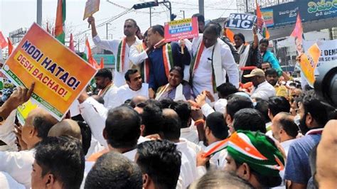 Telangana Congress Takes Out ‘chalo Raj Bhavan Protest Against Bjp