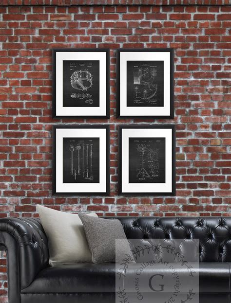 Drum Wall Art Set of 4 Unframed Prints Patent of Snare Drum, Hi-hat, Drumstick Percussion ...