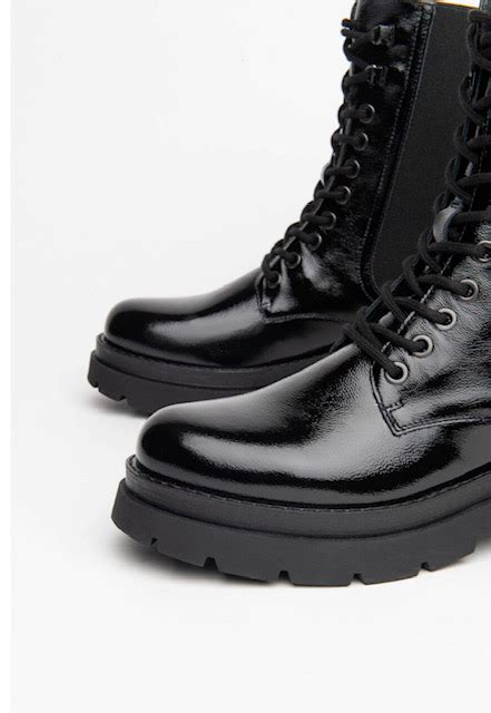 Nero Giardini Black Patent Combat Boot Shoobaloo