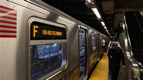 Rare Coney Island Bound R160 F Train Via The R Line Leaving Jay St