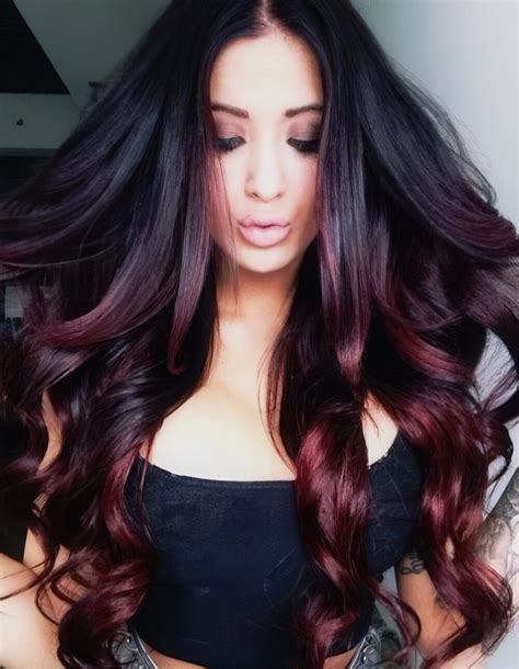 Picture Of ombre hair from black to black cherry