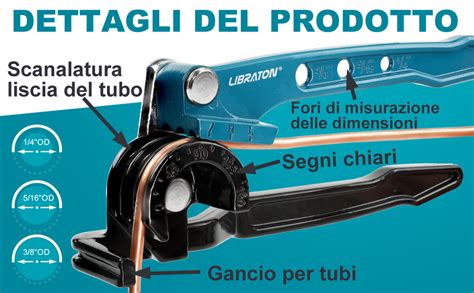 Libraton Curvatubi Manuale Piegatubi Rame 180 Gradi 3 In 1 Pinza