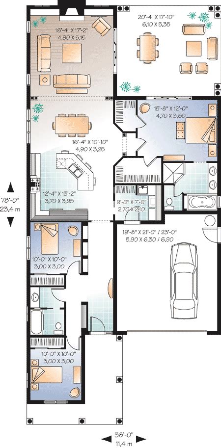 Narrow Lot Florida House Plan Dr Architectural Designs House