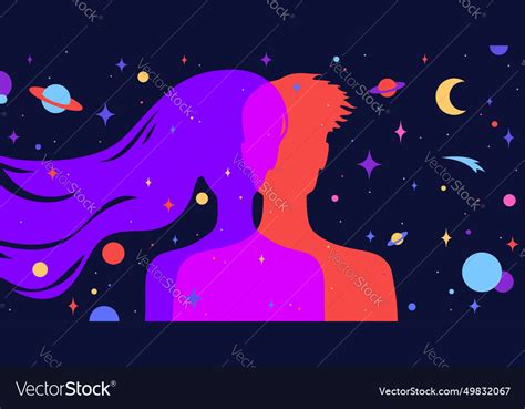 Couple Woman Man Dreams Royalty Free Vector Image