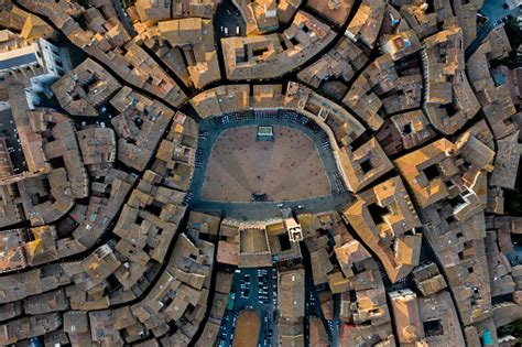 Piazza Del Campo Siena Aerial View Stock Photo - Download Image Now ...