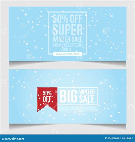 Set Of Winter Sale Banner Vectors Stock Vector Illustration Of