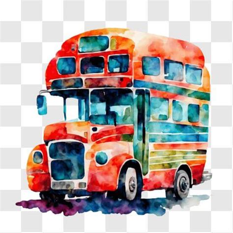 Download Colorful Watercolor School Bus Painting Png Online Creative