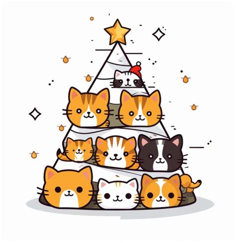 Premium Ai Image Meowy Christmas Tree Illustration