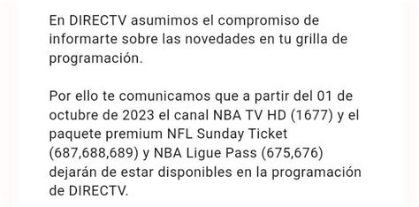 Guía de canales DirecTV Argentina Septiembre 2023 Grillas