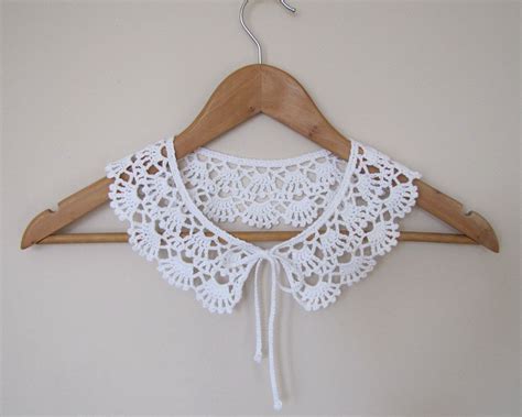 Lace Peter Pan Crochet Collar Necklace In Pure White By Elfinhouse Col