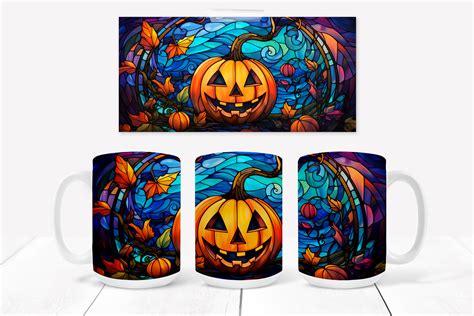 Halloween Stained Glass Mug Wrap Design Graphic By Svetlanakrasdesign · Creative Fabrica