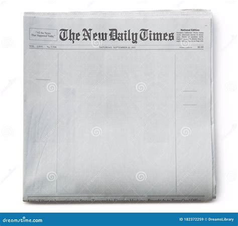 Fake Newspaper Front Page Blank Stock Image - Image of journalism, fake: 182372259