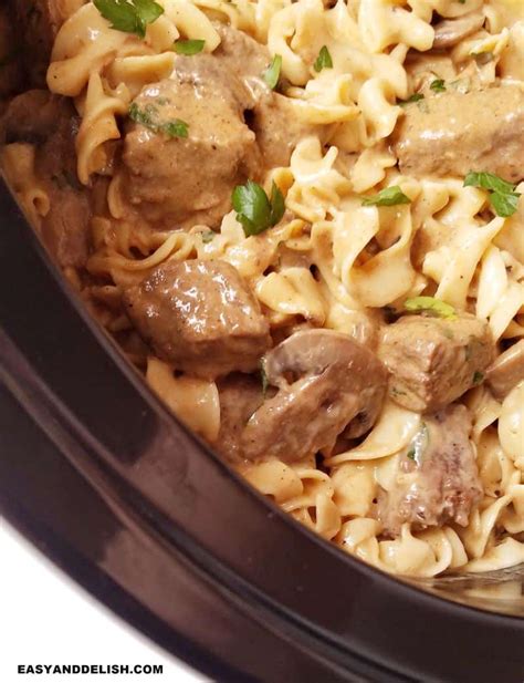 Slow Cooker Beef Stroganoff Healthy Easy And Delish