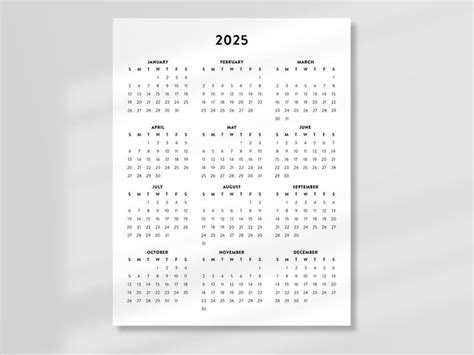 2025 Minimalist Printable Calendar 2025 Simple Planner 2025 Calendar Letter Calendar