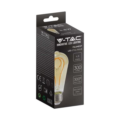 Żarówka Led Dekoracyjna E27 St64 4 8w 1800k Filament Vt 2066 Eled