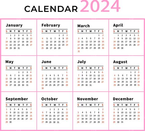 Calendario 2024 Simple Rosa Png Dibujos 2024 Calendario Rosado Png Y