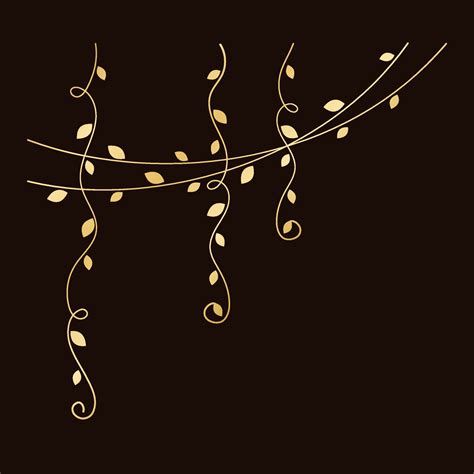 Gold Hanging Vines Corner Frame Vector Illustration Golden Floral