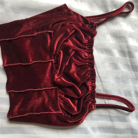 Womens Red And Burgundy Crop Top Depop