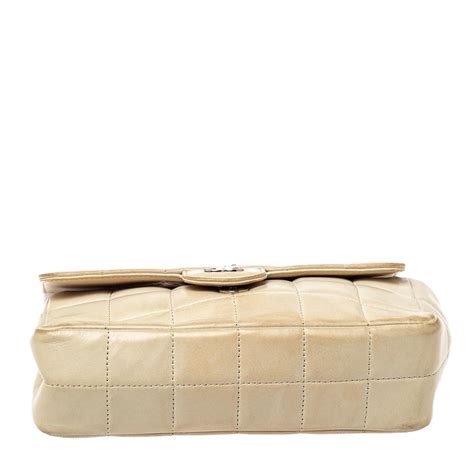 Chanel Beige Leather Chocolate Bar Camellia Mini Flap Bag At 1stDibs