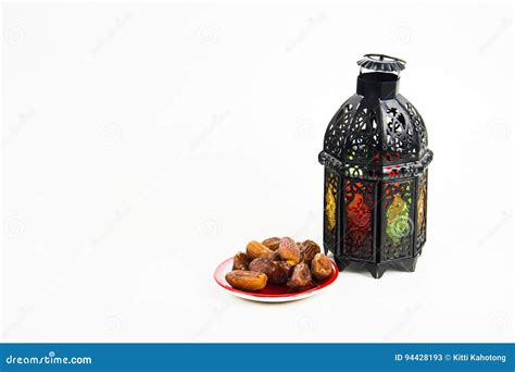 Arabe Ou Le Maroc De Style De Lanterne Avec Le Palmier Dattier Image